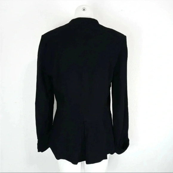 Graylin Black Crepe Two Button Peplum Blazer with Striped Lining Size large - Picture 4 of 8